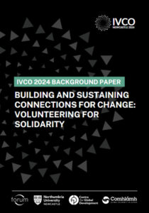 Cover Page of Background Paper, including IVCO 2024 logo and the paper's title "Building and Sustaining Connections for Change: Volunteering for Solidarity"
